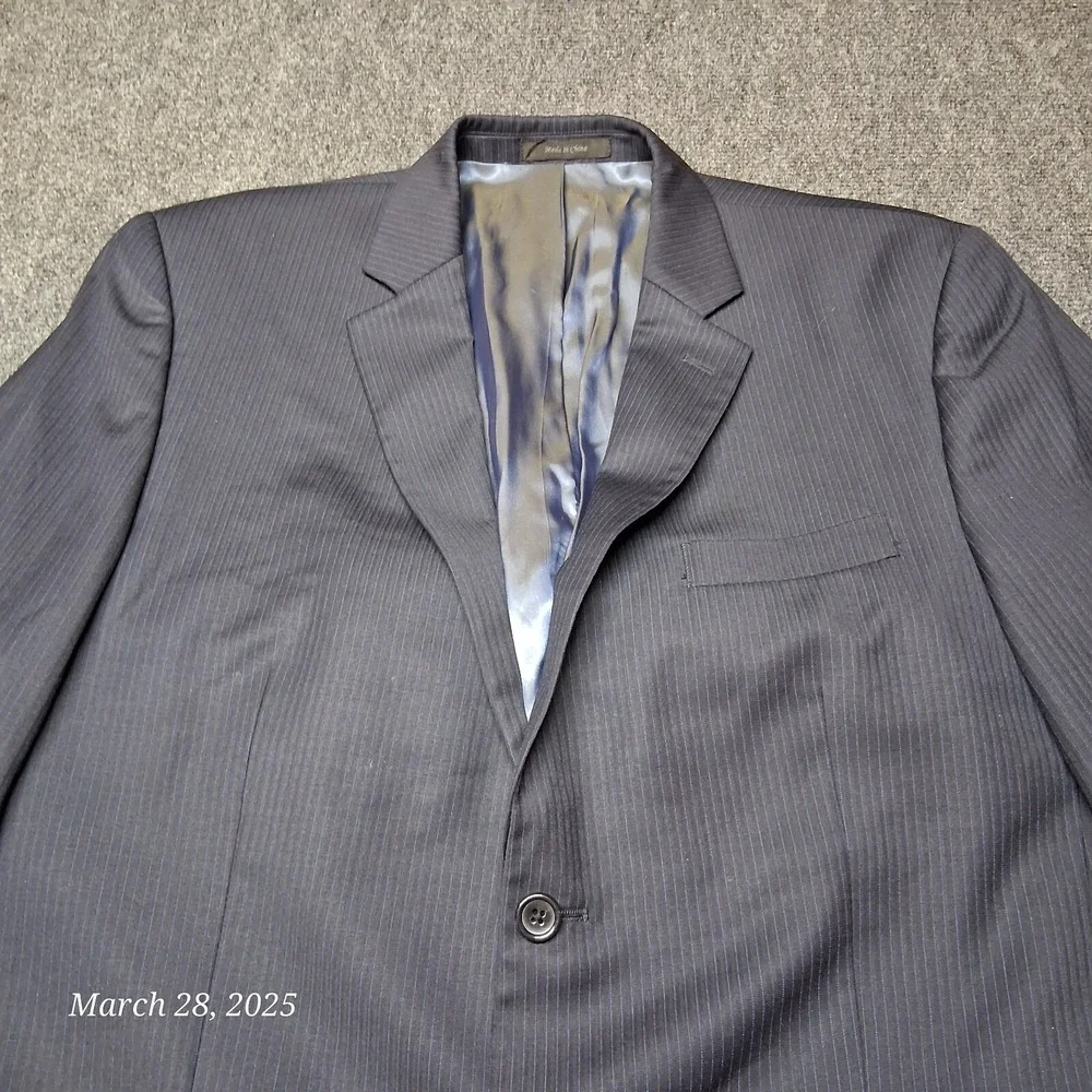 Michael Kors Wool Sports Blazer Men Size 43 Regular Dark Navy Blue Double Button